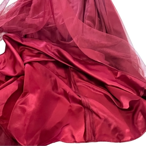 Amsale Red Crimson Maxi Tulle Overlay Formal Dress Crimson 6L Burgundy wedding - Picture 10 of 16